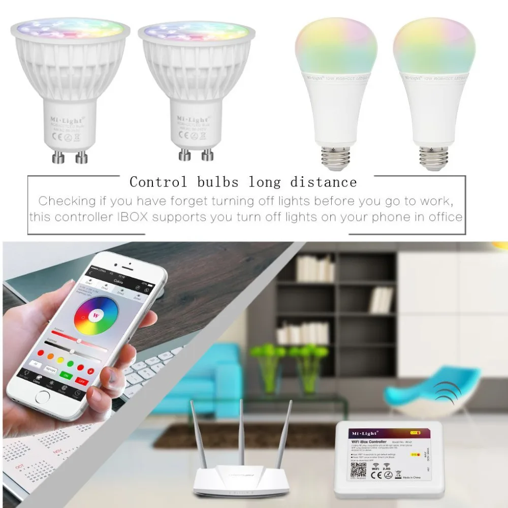 Milight 2,4G беспроводной диммер WiFi мост коробка WL-Box1 Одноцветный Dim RGB RGBW RGBCCT FUT036 FUT037 FUT038 FUT039 светодиодный контроллер