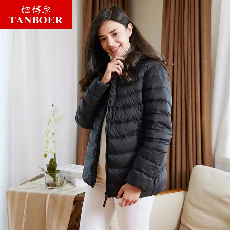 

TANBOER women's down jacket 2018 new arrival autumn and winter light weight warm thin down coat female slim jacket TB18326