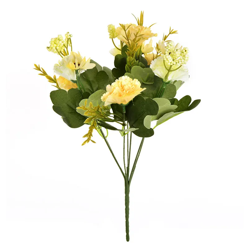 beige yellow 10 голов великолепные искусственные гвоздики цветы Букет DIY цветок день матери подарки свадьба дома Рождество украшение - Цвет: beige yellow