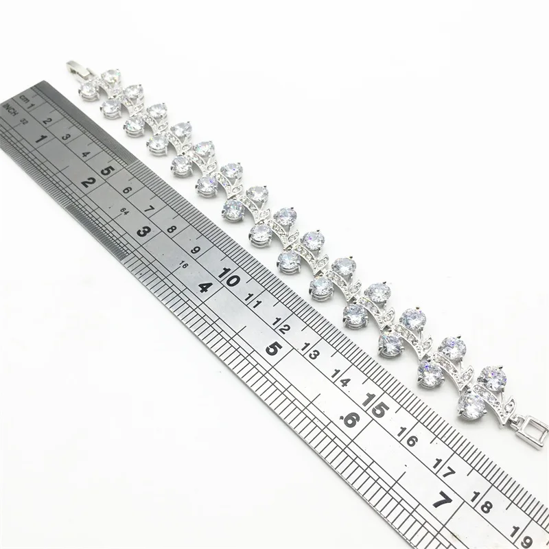

white Mystic & White Rhodium plated Overlay Link Chain Bracelet 7 inch Free Shipping