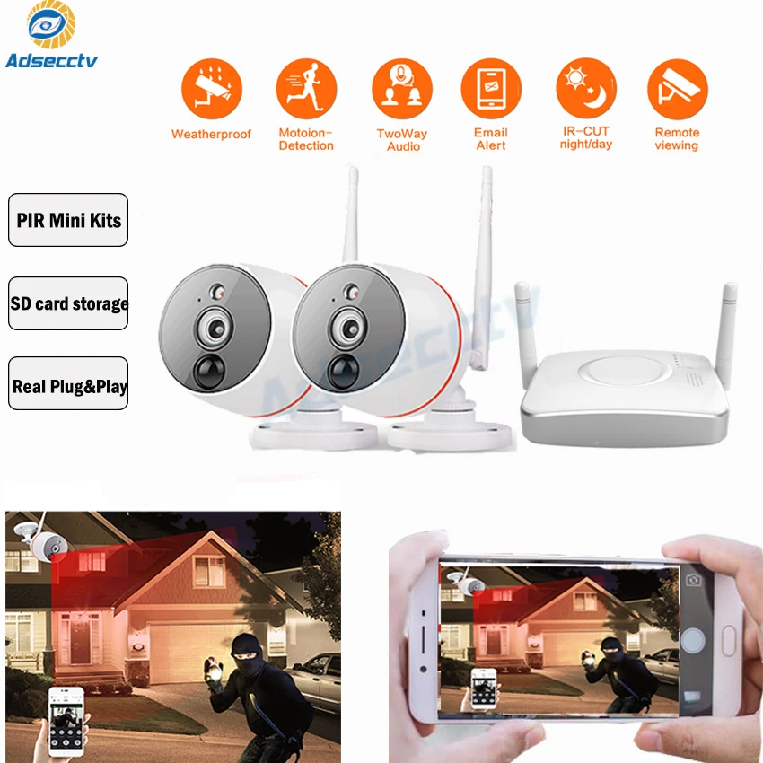 Комплект Wi Fi ИК камер видеонаблюдения 1080P МП HD|Система наблюдения| |
