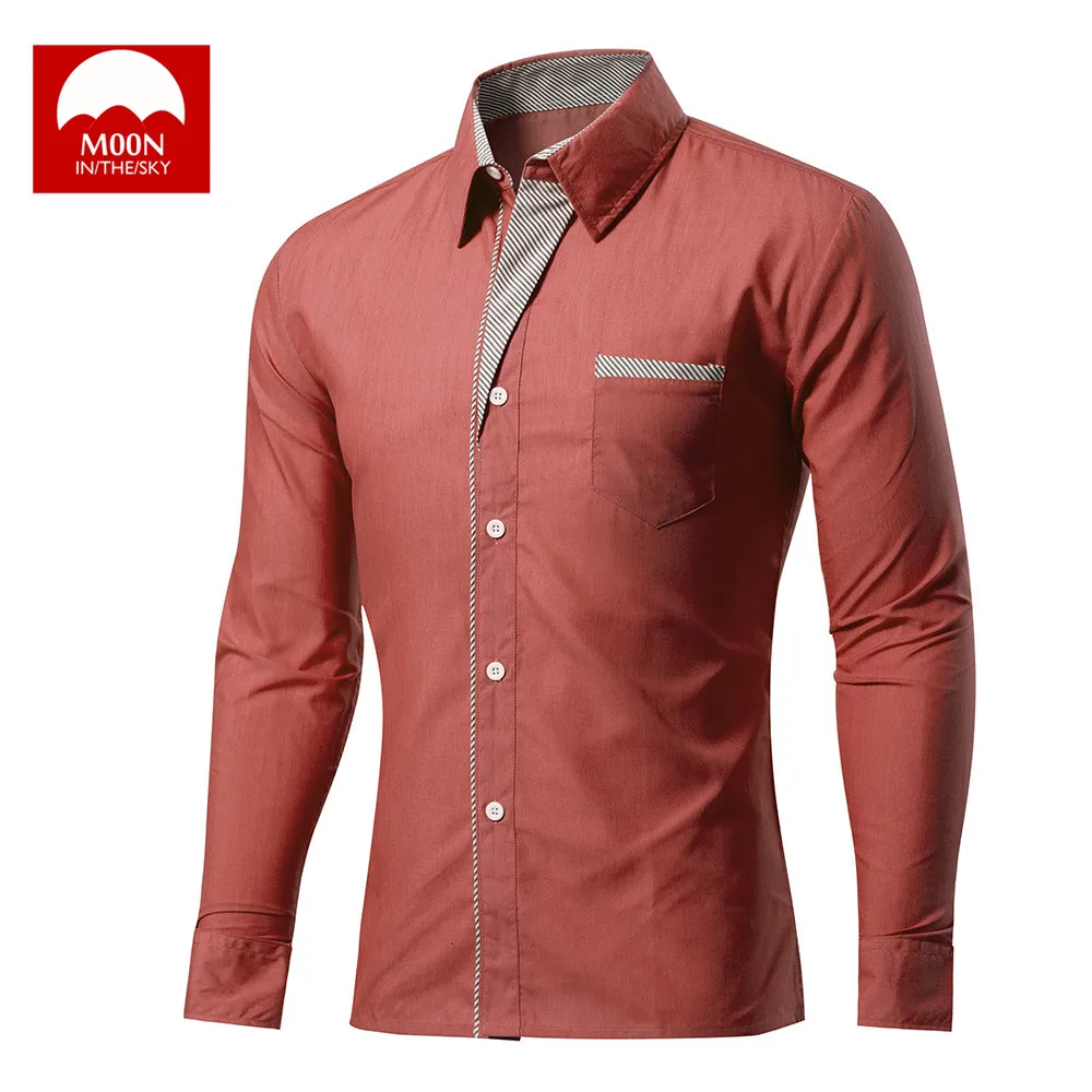 MOON 4XL новая модная брендовая мужская рубашка Camisa Masculina с длинным рукавом