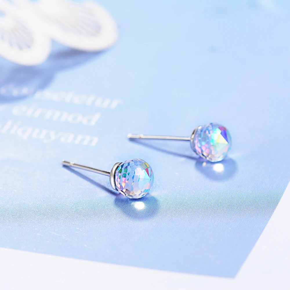 Серьги гвоздики женские из серебра 925 пробы с кристаллами Swarovski|Серьги-гвоздики| |