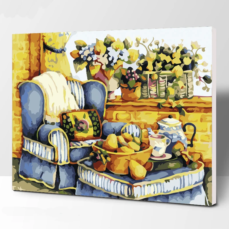 DIY Digital Painting by numbers Flowers bloom in the courtyard paint by numbers on canvas picture wall art home decoration - Цвет: 5239