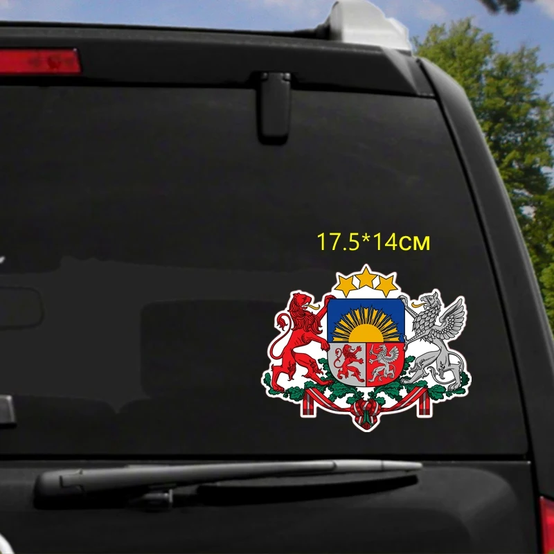 Tri Mishki WCS235 #17 5x14 см герб Латвия забавная наклейка для автомобилей красочные
