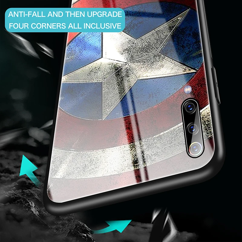 Чехол для телефона Marvel Железный человек Бэтмен стекло для Xiaomi mi 8 9 SE Lite F1 9T красный mi Note 5 6 7 8 Pro Plus чехол Капитан Америка