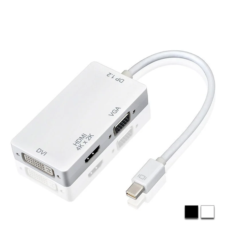 Адаптер Mini DP three in one поддерживает конвертер 4 K * 2 на vga + dvi hdmi.| |
