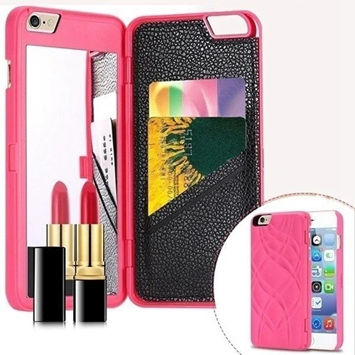 Women's Fashion Makeup Mirror Back Box with Card Slots Flip Case for IPhone 6 /6 Plus | Мобильные телефоны и