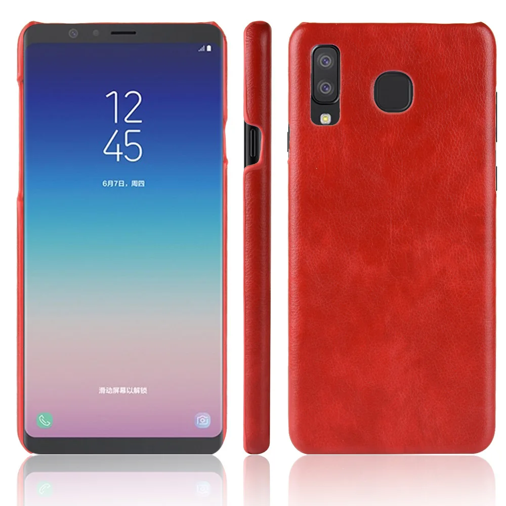 50 шт. роскошный Ультратонкий кожаный чехол с текстурой личи для Samsung GalaxyA8 Lite в