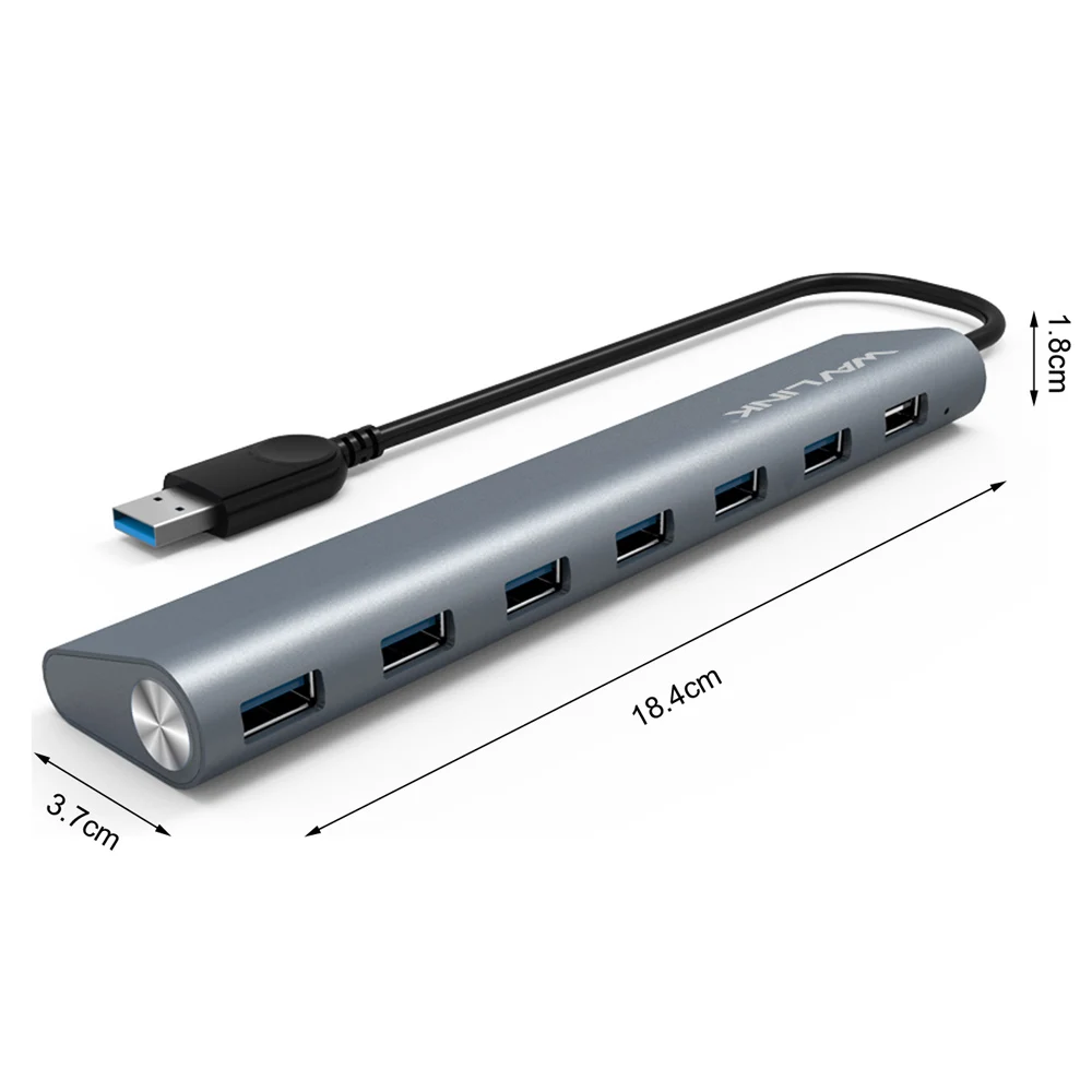USB концентратор Wavlink с алюминиевым на 7 портов 3 0 до 5 Гбит/с|usb 3.0 aluminium|adapter for laptopusb hub