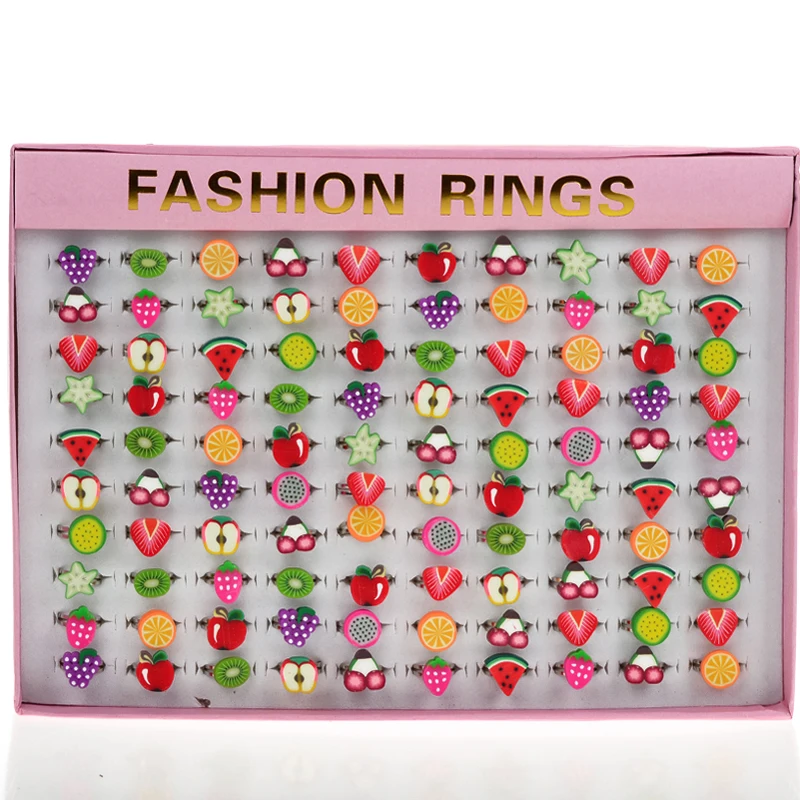 10 шт. в партии разноцветные кольца форме фруктов для детей девочек полимерная