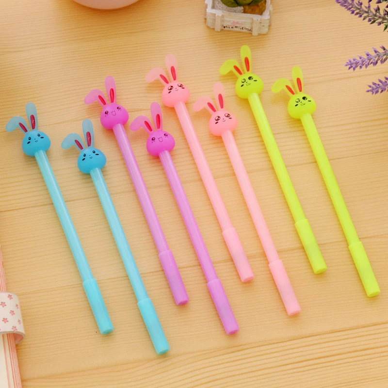 DL South Korea creative stationery pen cute adorable rabbit ears jelly gel black students Stationery office supplies for | Канцтовары