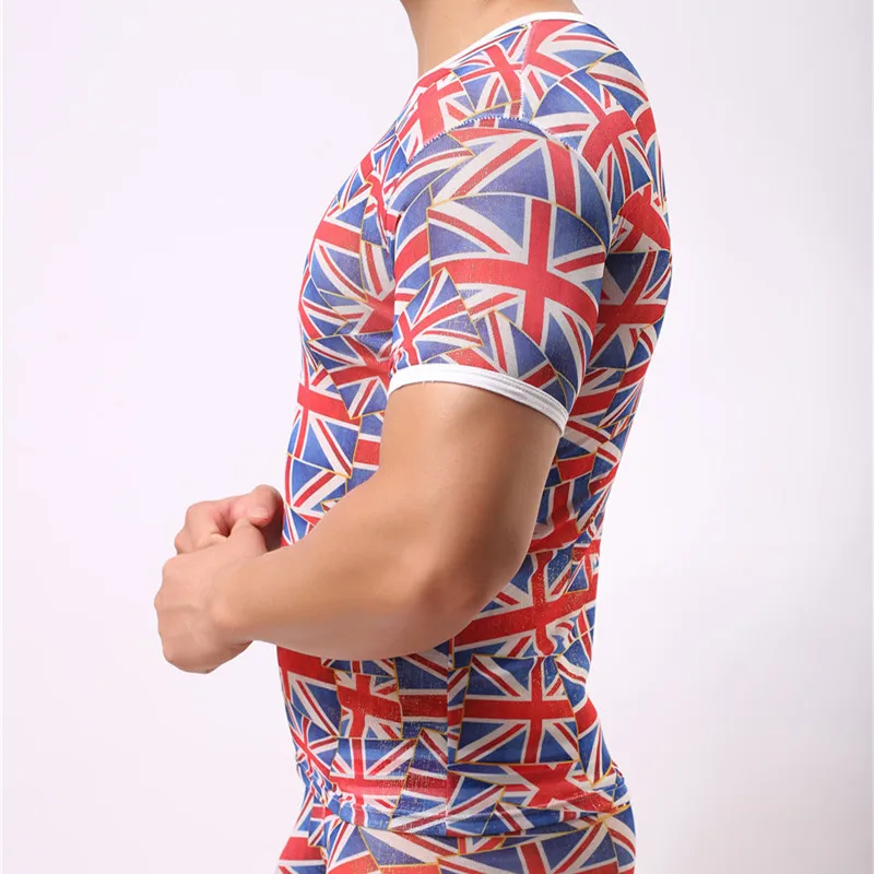 Men's Undershirts Mesh Flag Color Seamless Underwear Clothing Close-fitting Super Strench Undershirt Cool Summer Shirts Bodywear