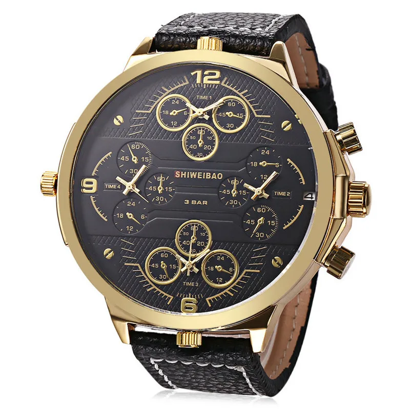 57MM big size Men Watch Luxury Brand Casual Quartz Wristwatches Four Time Zones Military Relogio Masculino Clock Male | Наручные часы