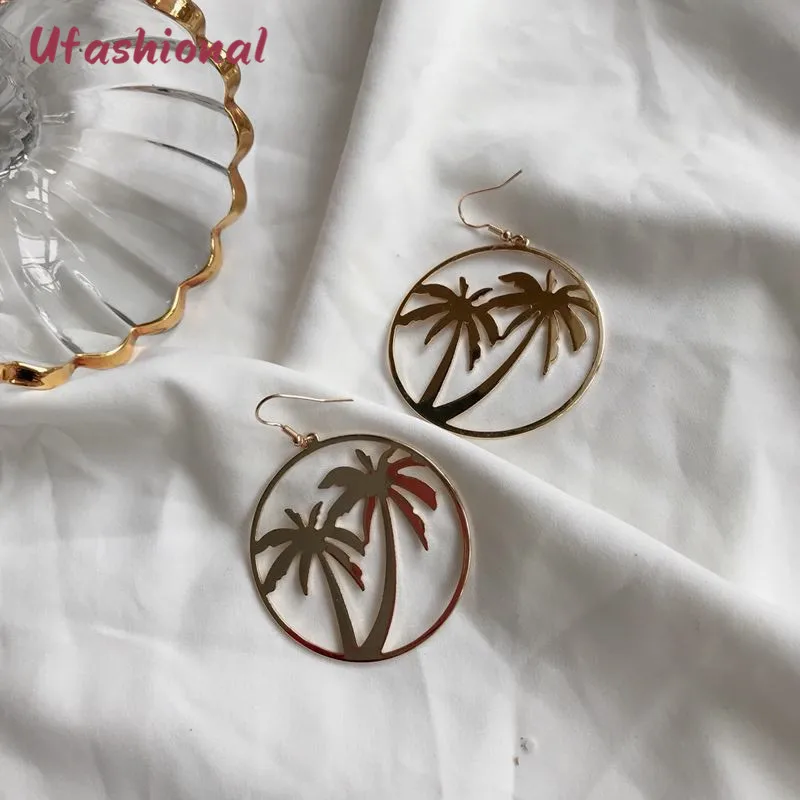 Длинные висячие серьги букле Oreille Европейская мода бижутерии кокосовое подвеска
