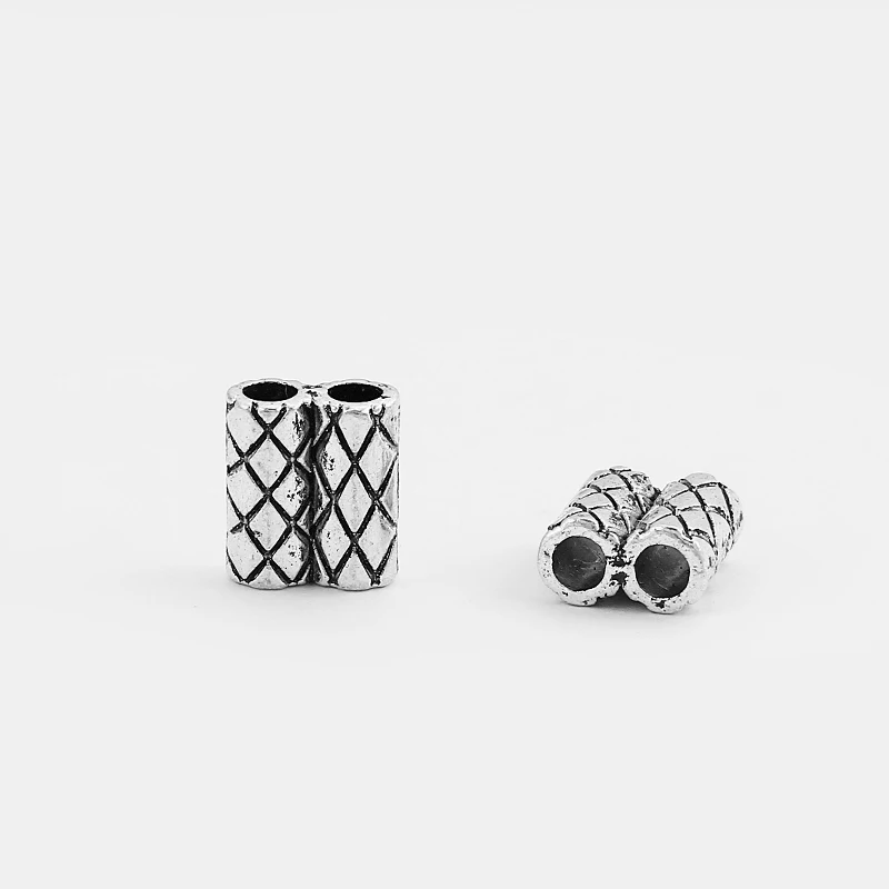 

20pcs 2.5mm Double Holes Barrel Slider Spacer Beads For 2mm Round Leather Cord Making Findings