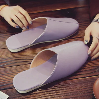 purple Пара тапочек из овечьей кожи; сезон осень; мужские и женские домашние тапочки; мягкая удобная повседневная домашняя обувь - Цвет: purple