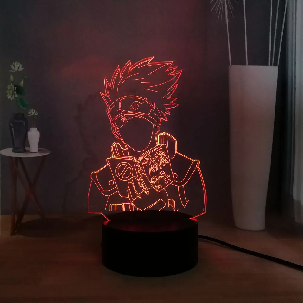 Новый Наруто светодиодный 3D ночник японского аниме Hatake Kakashi USB переключатель