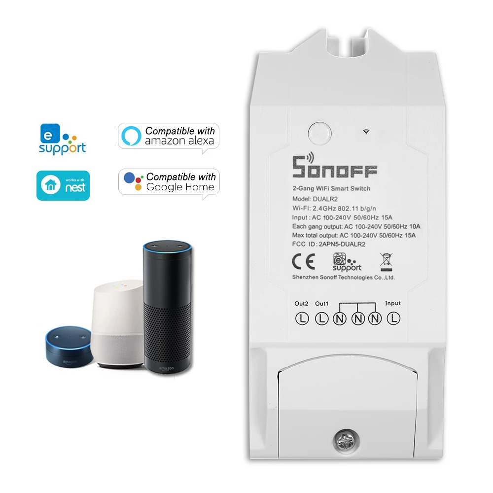 5 шт./лот SONOFF Dual ITEAD 2 канала WIFI умный переключатель для Alexa Google Home/Nest беспроводной