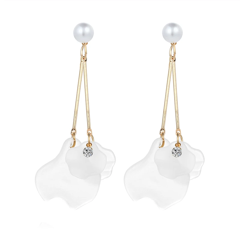 Корейские Роскошные серьги с кристаллами и жемчугом висячие лепестками длинные