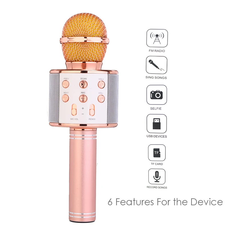 

Original Fashion WS858 Bluetooth Wireless Condenser Magic Karaoke Microphone Mobile Phone Player MIC Speaker Record Music