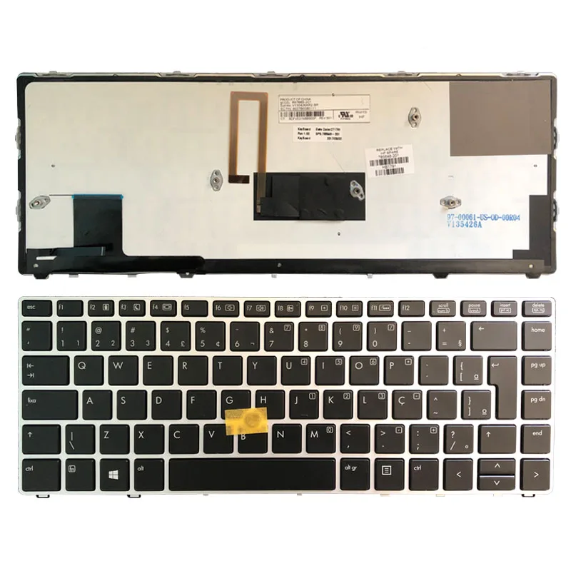 Бразильская Клавиатура для ноутбука hp EliteBook Folio 9470 M 9480 серебряная рамка с