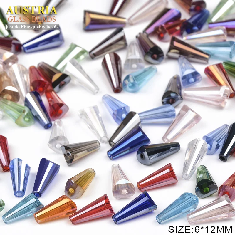 

Tower shape Upscale Austrian crystal beads conical loose beads glass ball 6*12mm 100pcs supply bracelet Jewelry Making DIY