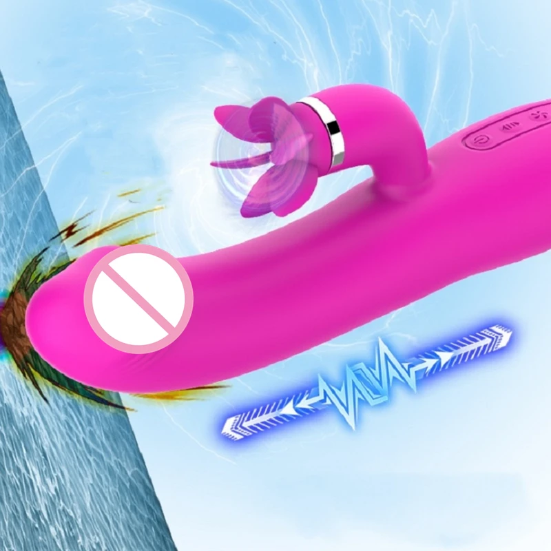 Фаллоимитатор вибратор телескопический вращение Отопление лизание языка