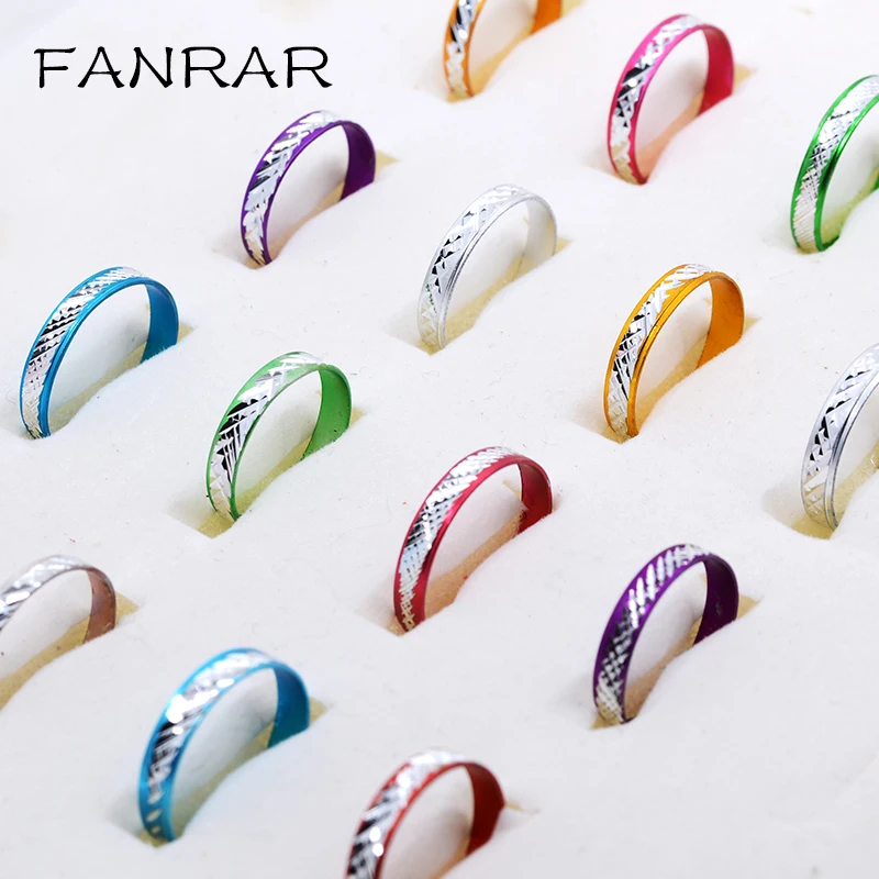 Оптовая продажа ювелирные изделия 100 шт. модные разноцветные кольца из алюминия и