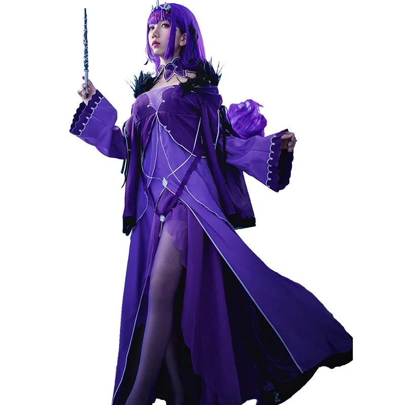 Hot! Fate Grand Order Scathach Purple Uniforms Cosplay Costume Custom Made Free Shipping