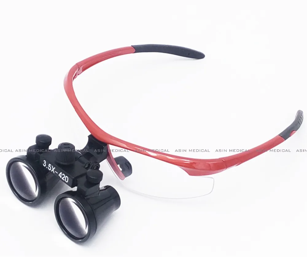 

3.5X 420mm Medical loupe optical glasses Dentist surgical loupe Red frame