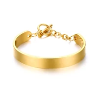 vnox individuality id bracelets bangles shiny stainless steel adjustable women jewelryrosegold color
