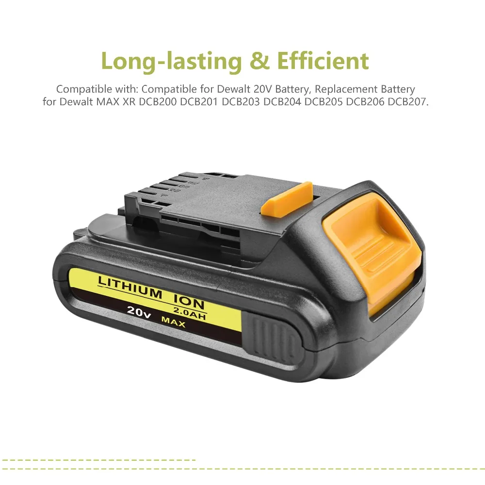 Powtree для DeWalt 20V 2000mAh DCB200 электроинструменты литий-ионный аккумулятор замена DCB181