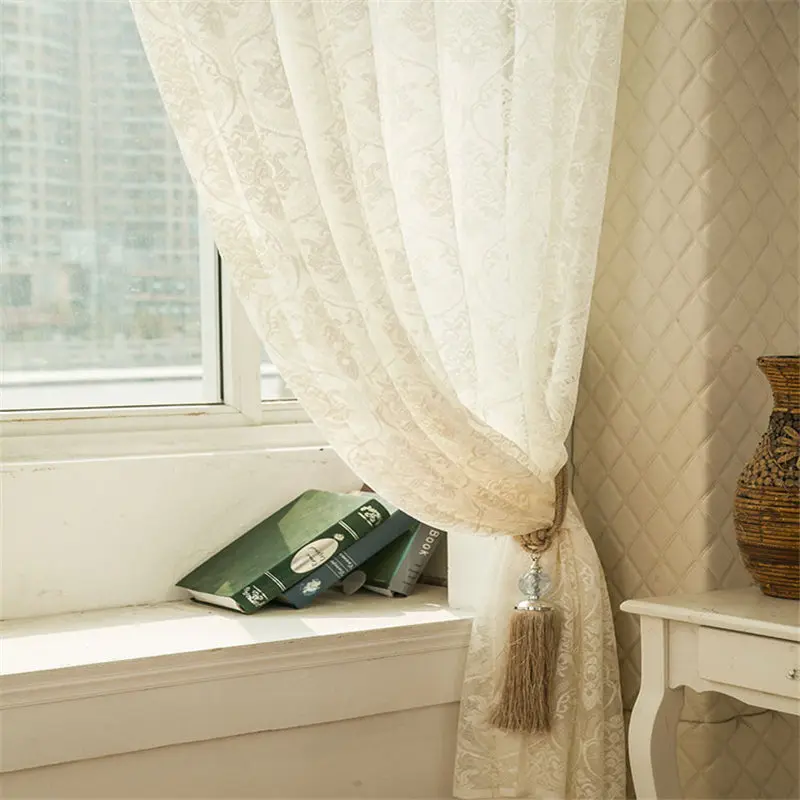 Вышитые тюлевые занавески s из белого льна современные отвесные для окон в
