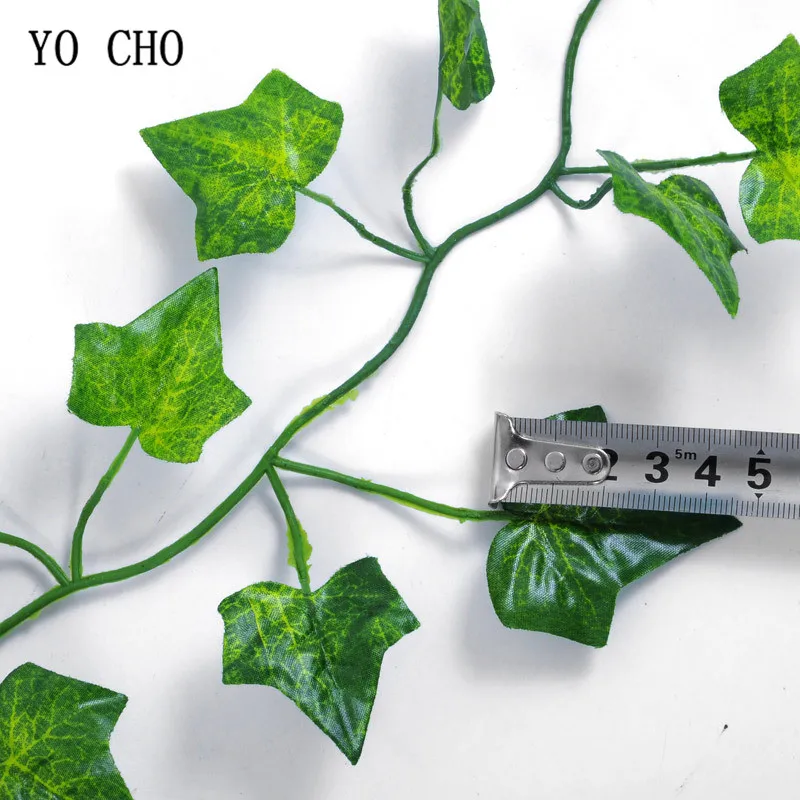 YO CHO-plantas colgantes artificiales verdes para interiores, decoraci&oacute;n de boda, hogar, patio, Bar, bricolaje, guirnalda de hiedra Artificial para pared, 12 unids/lote-4