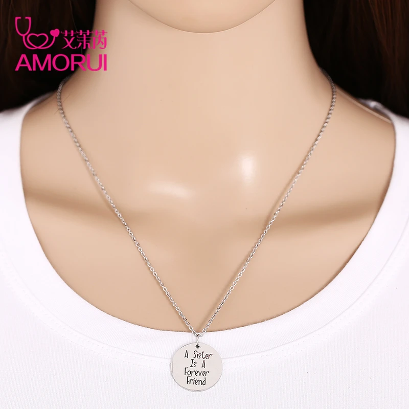 AMORUI серебро Цвет сестры и лучшие друзья массивный цепочка колье ожерелье