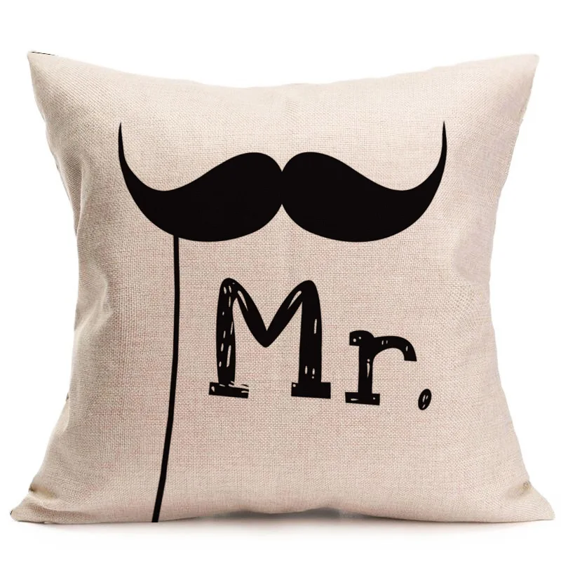 1 шт. декоративная наволочка из хлопка и льна с узором Mr Mrs 40172|cushion cover|cushion cover
