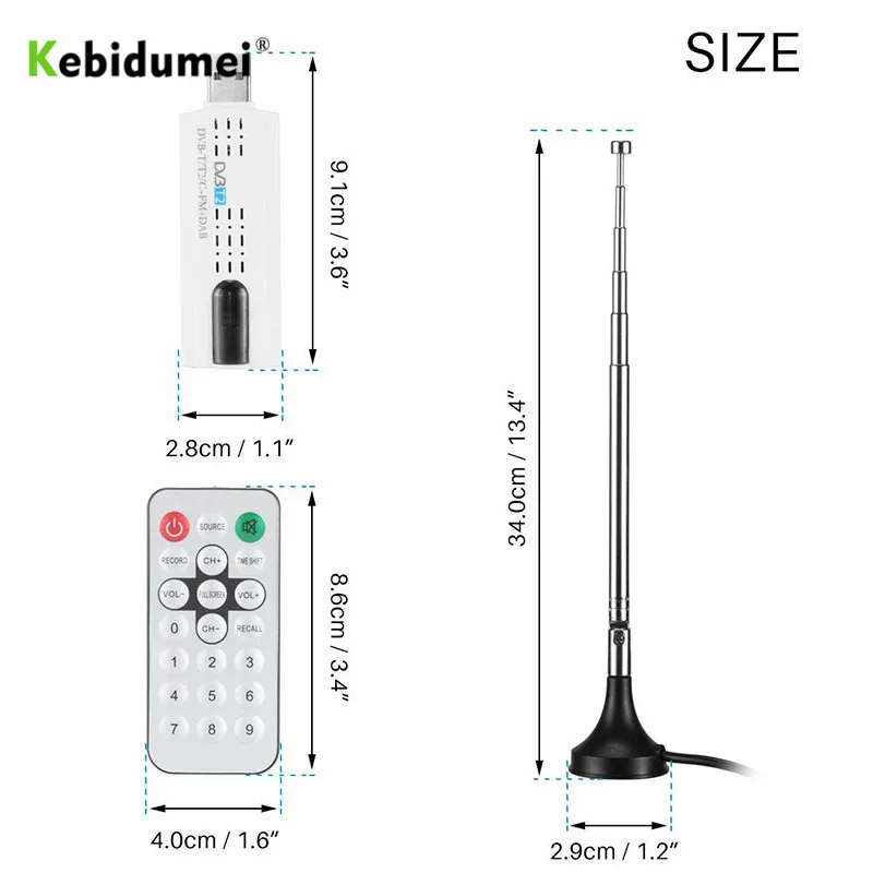Цифровой тюнер kebidumei для телевизора DVB T2 с антенной и пультом дистанционного