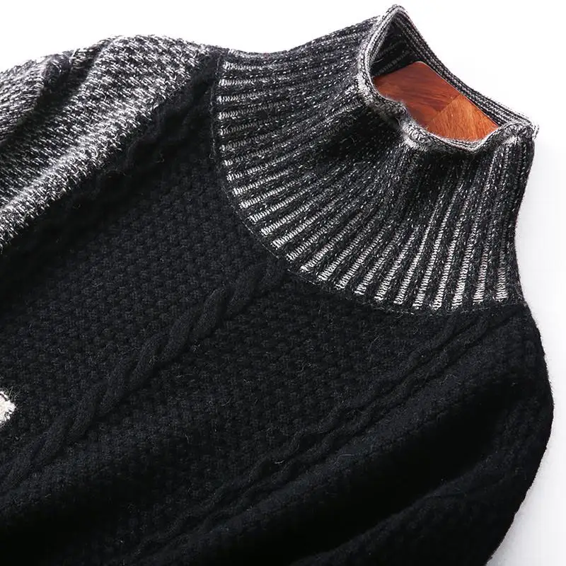 

Women 2019 Spring Autumn Turtleneck Knitted Sweater Dress Female Long Sleeve Pullover Dress Ladies Stitching Color Vestidos V781
