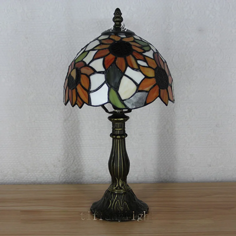 Винтажные настольные лампы для спальни Tiffany Sunflower прикроватные из смолы детские