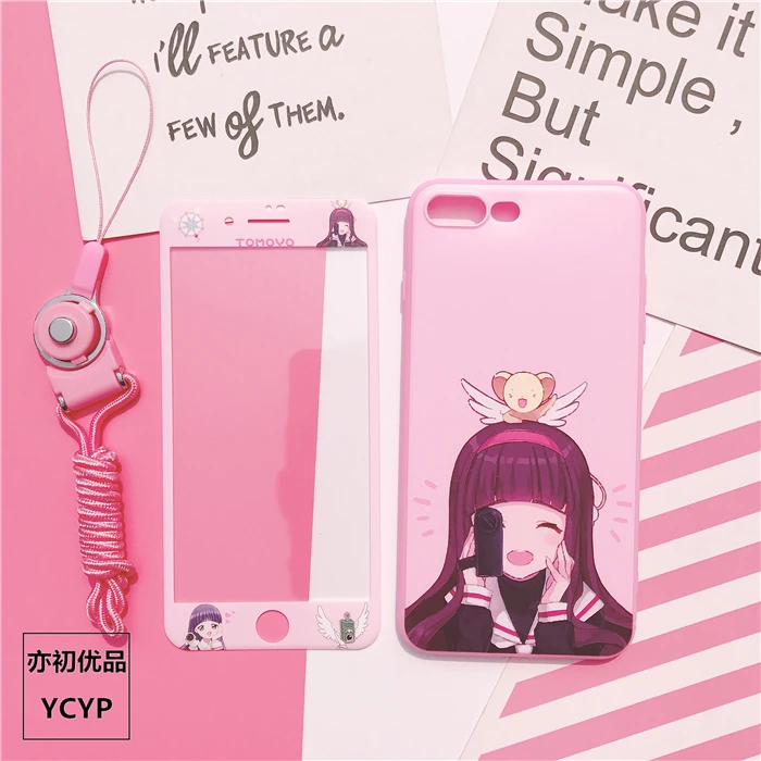 Чехол для iphone XR Cardcaptor Sakura+ пленка для экрана из закаленного стекла для iphone X XS Max 7 8 plus 6 S plus Sailor Moon+ ремешок
