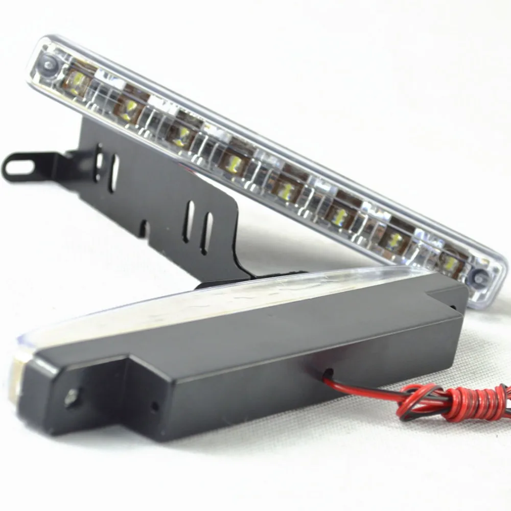 Safego 2pcs Universal Car DRL Daytime Running Lights Waterproof 8 LED Day Time light Kit Super White 12V DC Head Lamp | Автомобили и