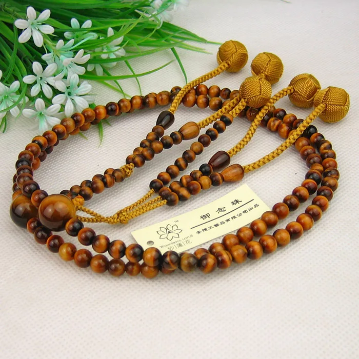 Japanese beads Nichiren type JUZU Buddhist rosary Tiger Eye L size DHL Free Shipping | Украшения и аксессуары