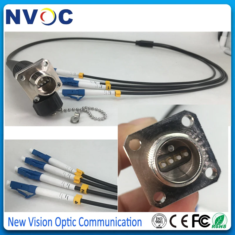 4-жильный одномодовый бронированный кабель черный из ТПУ 50 см квадратный