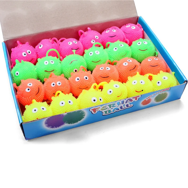 24 шт./лот 7 цветов мигающий мяч пуховик дизайн ежика креативные игрушки забавная