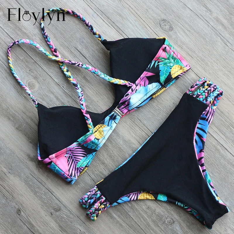 FLOYLYN новейший цветочный многослойный бразильский комплект бикини сексуальные