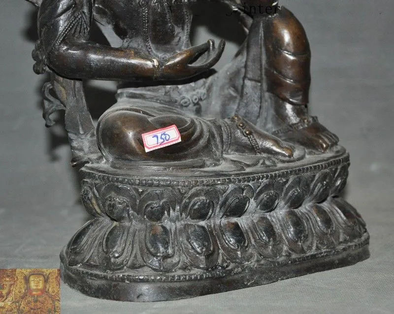 

wedding decoration 14"Rare Old Tibetan Buddhism Bronze Tara Kwan-yiun Guanyin goddess Buddha statue New Year