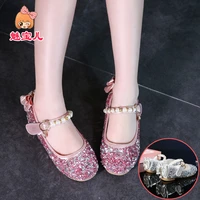 2019 new single shoe girls diamond princess shoes spring and autumn childrens shoes korean edition soft soles baby shoes