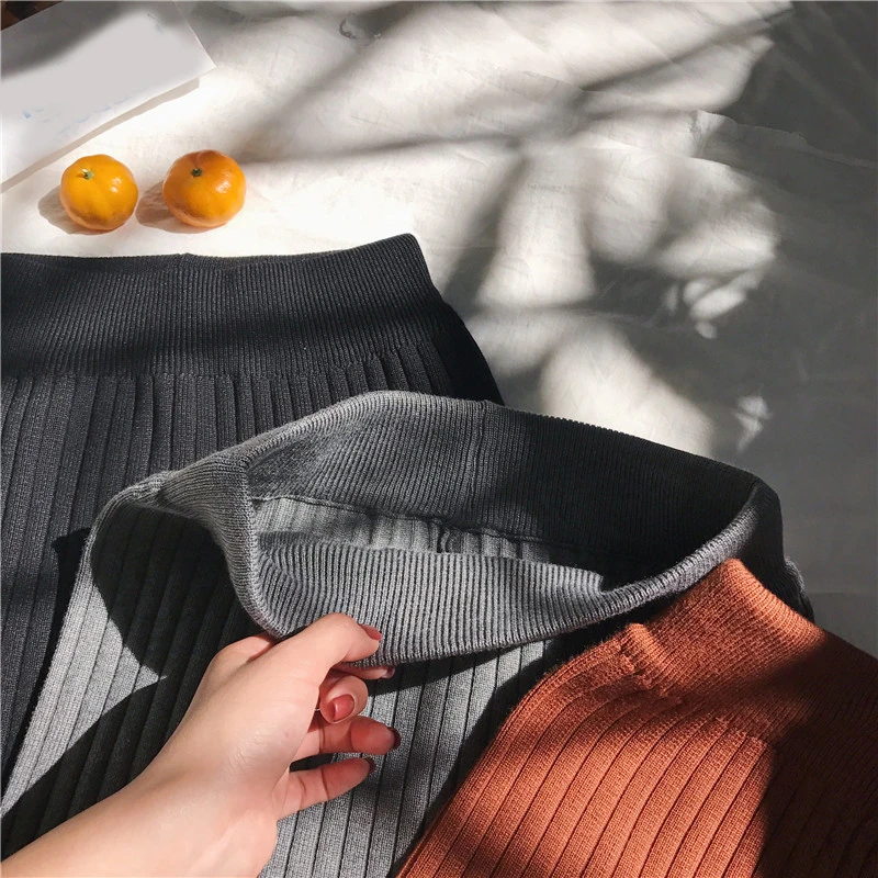 Женская юбка-карандаш с разрезом сзади высокой талией Осень-зима 2018 Элегантная