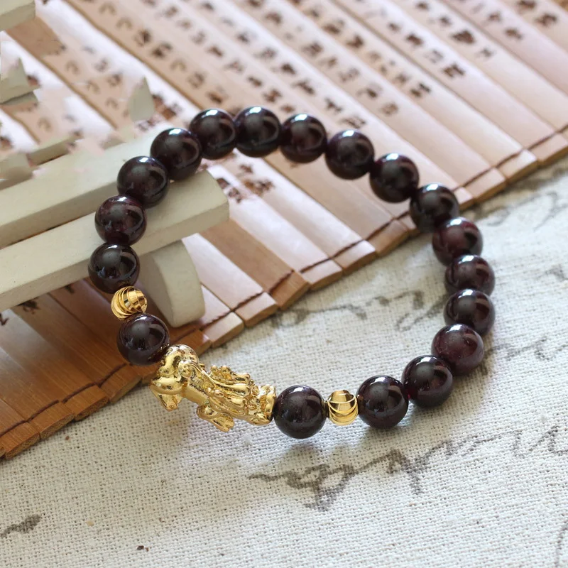 Натуральный Красный Гранат Камень 9 мм бусины браслет для женщин Винтаж Стиль с